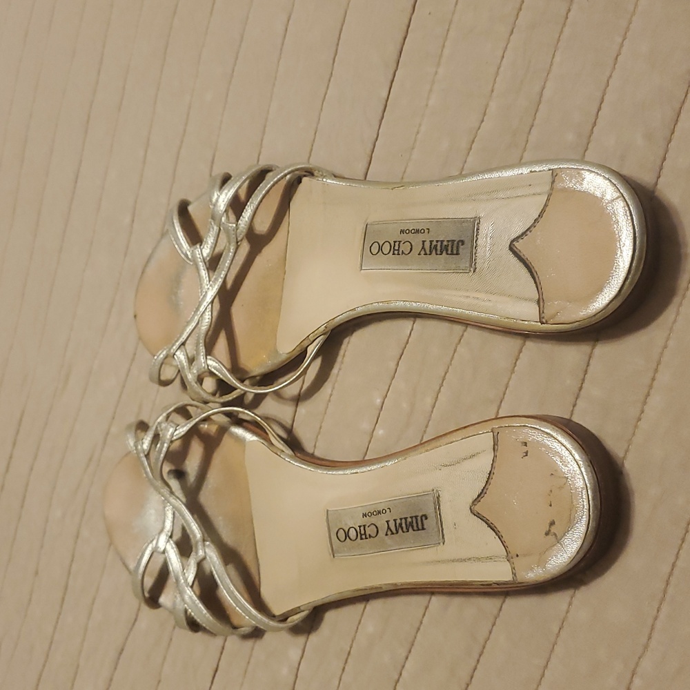 Jimmy Choo Gold metallic flat slide on sandals size 40